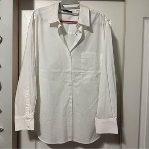 Tahari women’s white long sleeve button up top shirt size XL